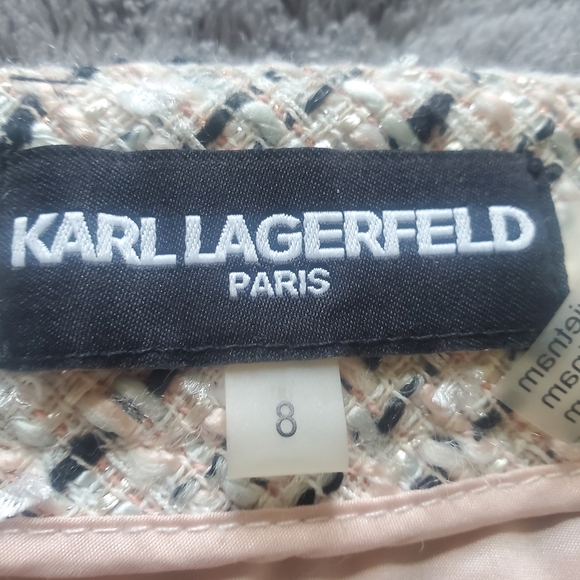 Karl Lagerfeld Cream and Black Tweed A-Line Skirt, Size 8 - Picture 10 of 12